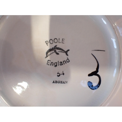 318 - LARGE POOLE POTTERY AEGEAN DISH

painted with a ship design, 41 cms diam