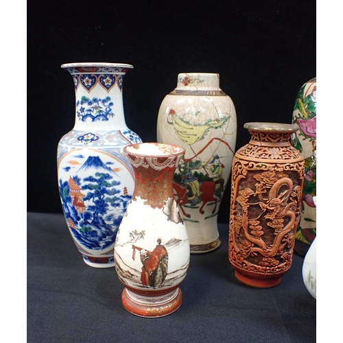 343 - TWO CHINESE CRACKLEWARE VASES

with other Far Eastern items (teapot lid A/F)