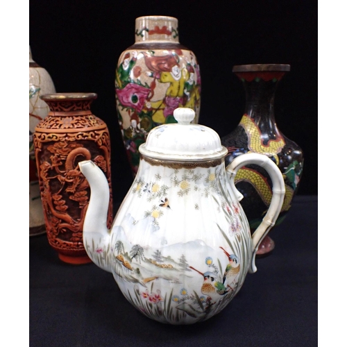 343 - TWO CHINESE CRACKLEWARE VASES

with other Far Eastern items (teapot lid A/F)