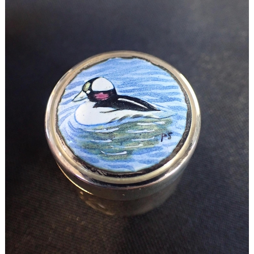 371 - A SET OF SILVER AND ENAMEL PETER SCOTT WILDFOWL TRUST PILL BOXES

cased, with Peter Scott signed cer... 