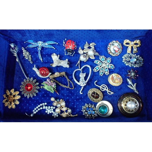 445 - A COLLECTION OF BROOCHES, CASED