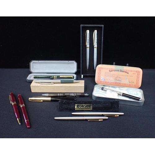 450 - A BOXED CLIFFORD JAMES PEN SET

Ronson and other pens