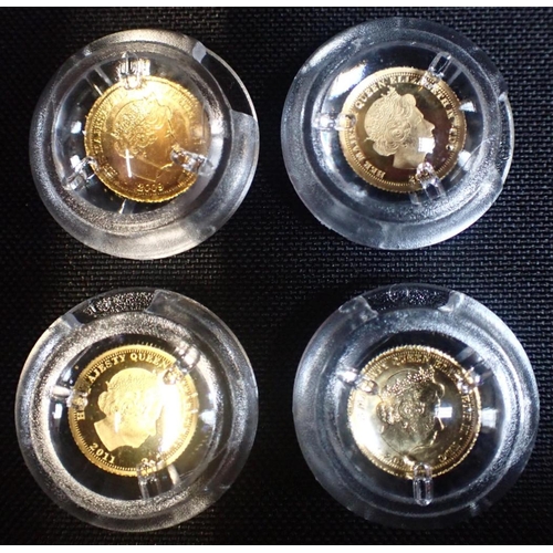 479 - FOUR ELIZABETH II 'FABULA AURUM' GOLD HALF CROWNS

three 2009 and one 2011, various with eagle, spri... 