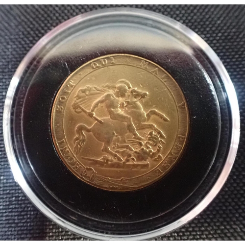 489 - A GEORGE III 1820 GOLD SOVEREIGN

with St George reverse, grade 4 quality, c. 8 grams, in capsule an... 