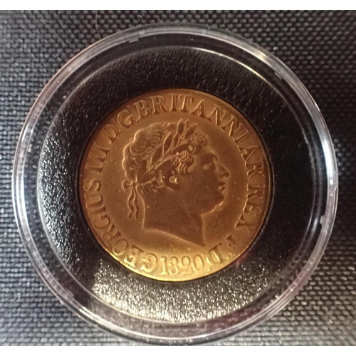 489 - A GEORGE III 1820 GOLD SOVEREIGN

with St George reverse, grade 4 quality, c. 8 grams, in capsule an... 