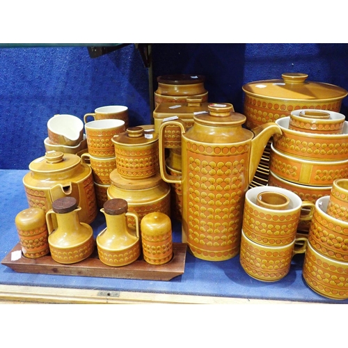 49 - A LARGE COLLECTION OF RETRO HORNSEA POTTERY 'SAFFRON'

dinner and tea wares, storage jars, condiment... 