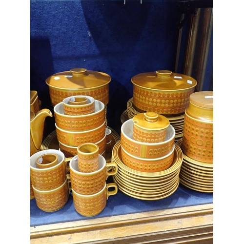 49 - A LARGE COLLECTION OF RETRO HORNSEA POTTERY 'SAFFRON'

dinner and tea wares, storage jars, condiment... 