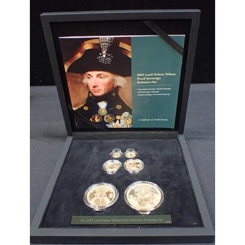 496 - A CHARLES III 2023 TRISTAN DA CUNHA 'LORD NELSON TRIBUTE GOLD DEFINITIVE SOVEREIGN SET'

comprising ... 