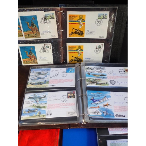 508 - AN ALBUM OF SIGNED MILITARY FIRST DAY COVERS

and a quantity military related albums of first day co... 