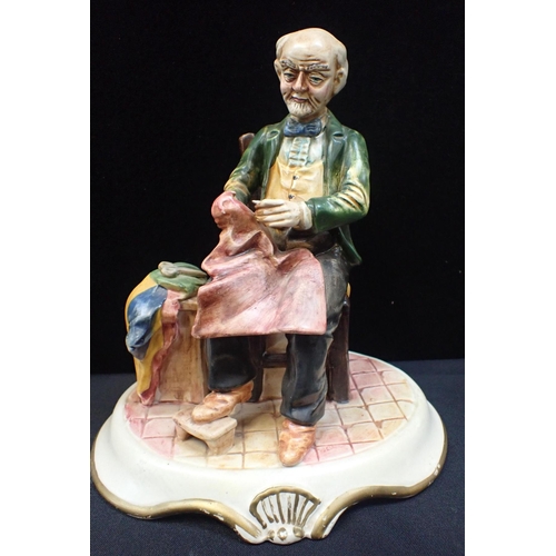 52 - A PAIR OF CAPODIMONTE PORCELAIN FIGURES - THE TAILOR AND THE COBBLER

together with three other simi... 