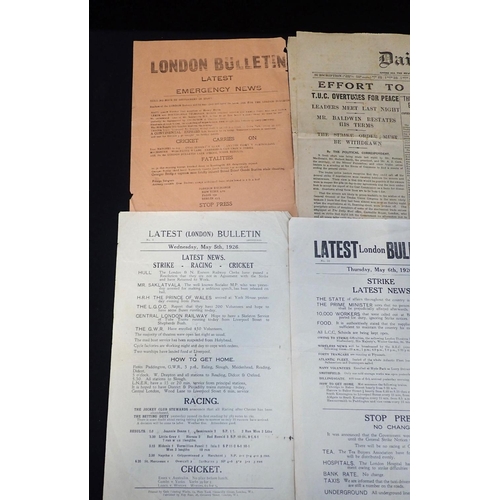 551 - GENERAL STRIKE 1926: A COLLECTION OF PAPER EPHEMERA

comprising London Latest Bulletins May 5th and ... 