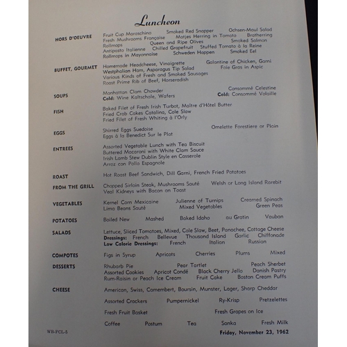 554 - OCEAN LINER MENUS

Andrea Doria: 1st class lunch 29 October 1954, Rex: lunch 6 September 1938, Unite... 