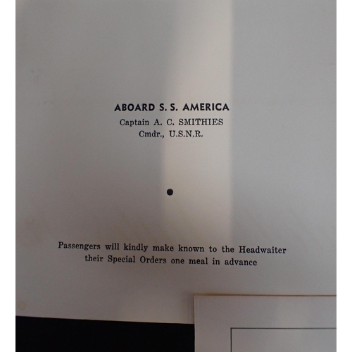 554 - OCEAN LINER MENUS

Andrea Doria: 1st class lunch 29 October 1954, Rex: lunch 6 September 1938, Unite... 