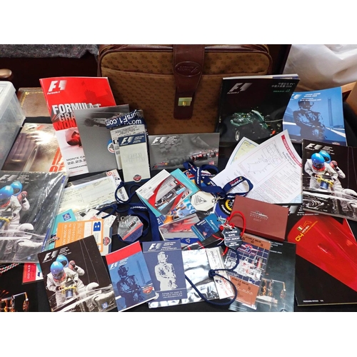 567 - A COLLECTION OF FORMULA 1 RACING EPHEMERA

including VIP badges etc, contained in a vintage Cathay P... 