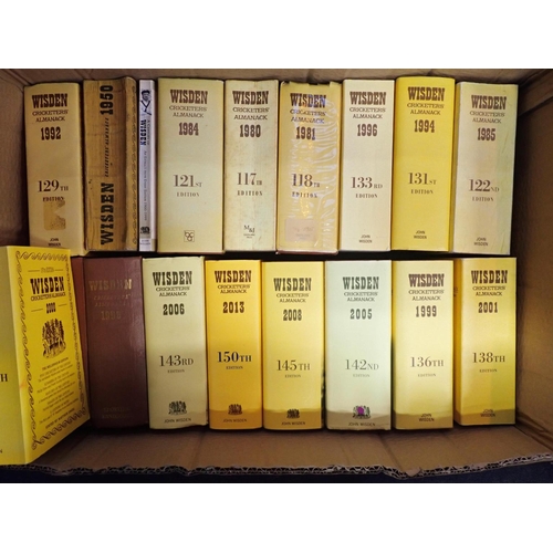 595 - A COLLECTION OF WISDEN'S CRICKETING ALMANACKS

1950s and later, and a further collection of cricketi... 