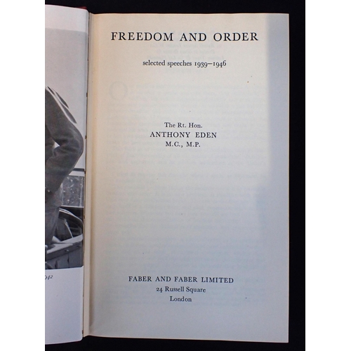 618 - EDEN, ANTHONY, 'FREEDOM AND ORDER'

front flyleaf signed by author and dated May 1948, published by ... 