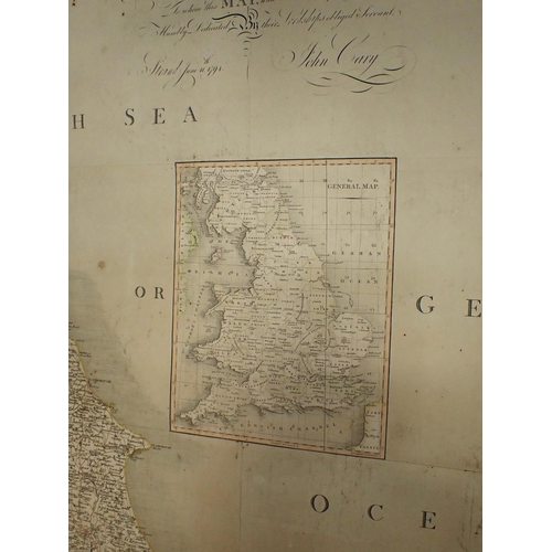 619 - JOHN CARY: CARY'S NEW MAP OF ENGLAND AND WALES WITH PART OF SCOTLAND...

June 11th 1791, with wash c... 