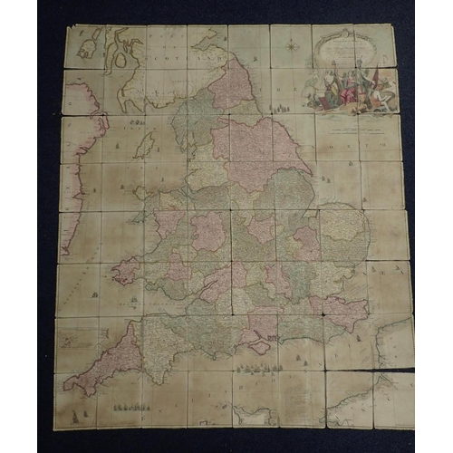 620 - JOHN ROCQUE: A FOLDING MAP; 'ENGLAND AND WALES DRAWN FROM THE MOST ACCURATE SURVEYS'

1761, coloured... 