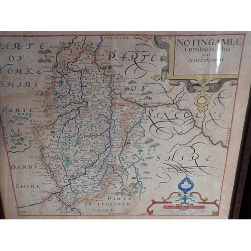 625 - CHRISTOPHER SAXTON & WILLIAM KIP 'Notingamiae Comitatus Olim Pars Coritanorum'

coloured map of Nott... 