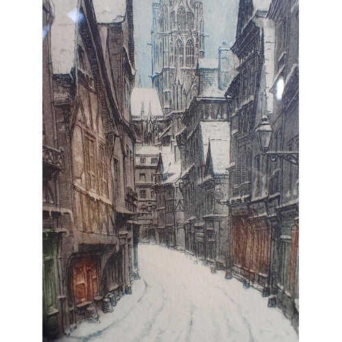 657 - VICTOR VALERY LOCHELONGUE (1870-1930) A view of Rouen in the snow

signed and titled in pencil to th... 