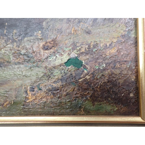 671 - A LATE 19th CENTURY LANDSCAPE, SIGNED 'WTM'

oil on canvas, in modern gilt frame 53 x 68cm (some dam... 