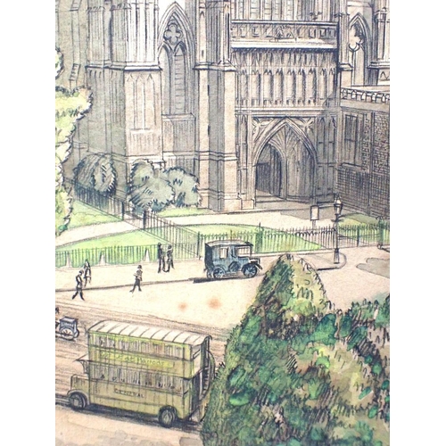 679 - KARL HAGEDORN (1889-1969) WESTMINSTER ABBEY

signed upper left, pencil and watercolour, 54cm x 36cm ... 