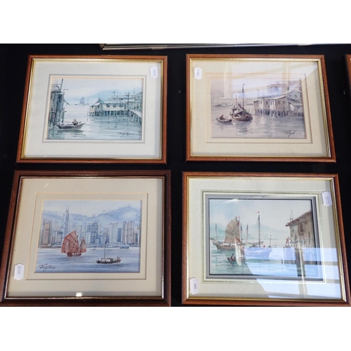 689 - A SET OF SIX INDONESIAN WATERCOLOURS

harbour scenes and one other