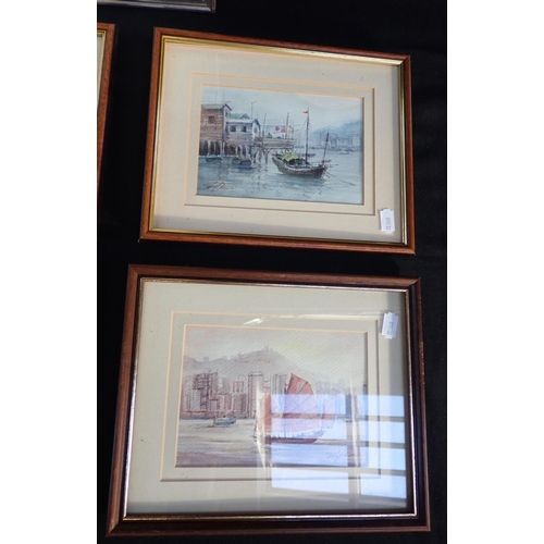 689 - A SET OF SIX INDONESIAN WATERCOLOURS

harbour scenes and one other