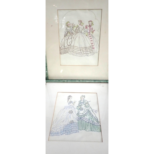 691 - HELEN EDWARDS; A SET OF FOUR COSTUME DESIGNS

pencil and watercolour, each 35 x 26cm (4)