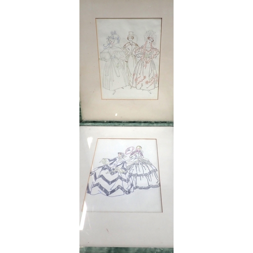 691 - HELEN EDWARDS; A SET OF FOUR COSTUME DESIGNS

pencil and watercolour, each 35 x 26cm (4)