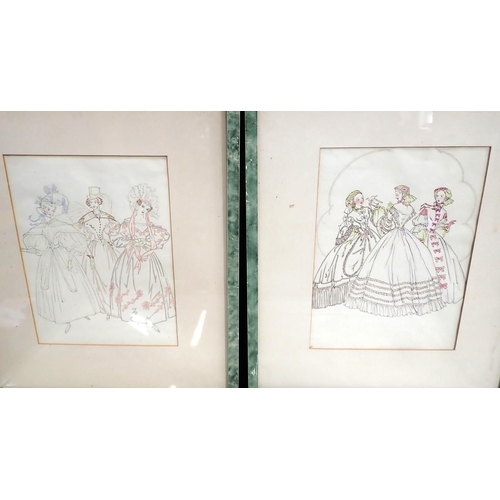 691 - HELEN EDWARDS; A SET OF FOUR COSTUME DESIGNS

pencil and watercolour, each 35 x 26cm (4)