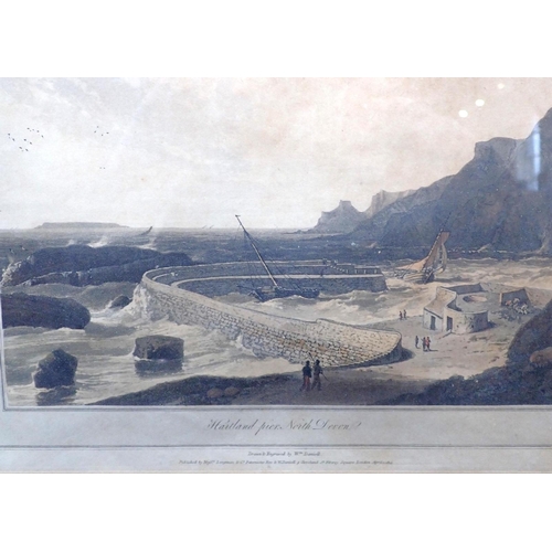 692 - WILLIAM DANIELL (1769-1837) 'HARTLAND PIER, NORTH DEVON'

aquatint, the image 16.5 x 23.75cm; togeth... 