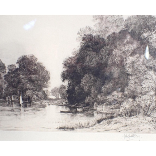 700 - JOHN FULLWOOD (1854-1931) A pair of river landscape scenes

each signed, drypoint etchings, the imag... 