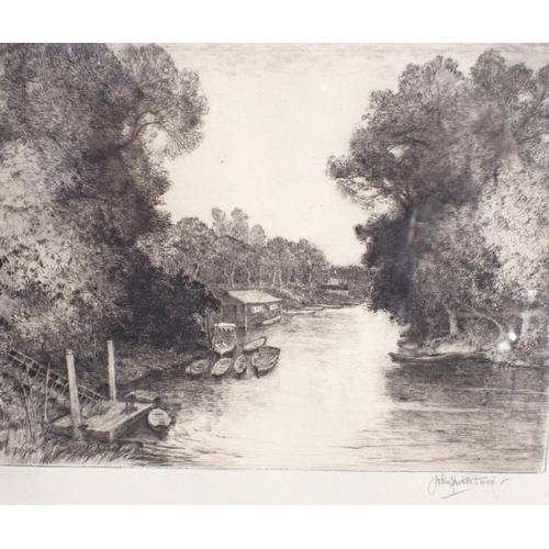 700 - JOHN FULLWOOD (1854-1931) A pair of river landscape scenes

each signed, drypoint etchings, the imag... 