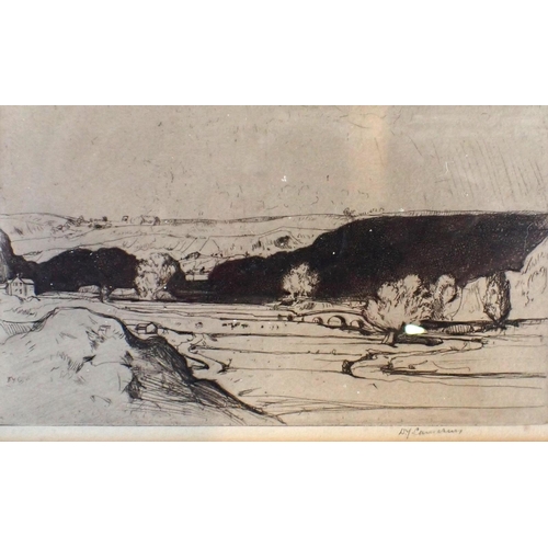 701 - J BEATTIE, LAMBING FOLD ii

Etching, no.57/100, with a pair of etching of a river valley and a farm ... 