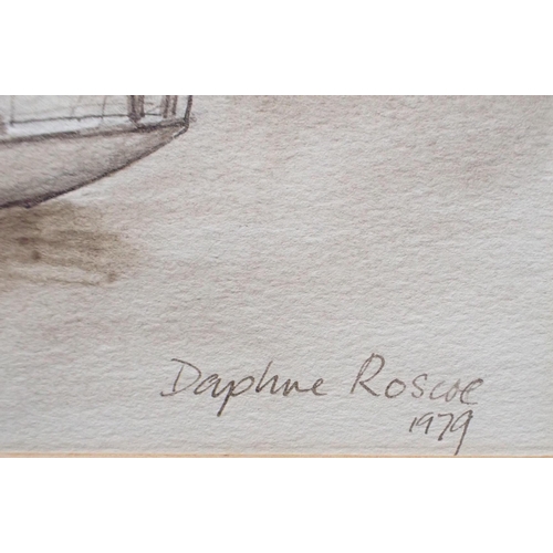 706 - DAPHNE ROSCOE (20th Century) A set of four sepia views of Weymouth Harbour

dated 1976, 1977, 1979 a... 