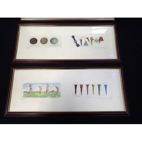 710 - SET OF THREE GOLFING PRINTS

limited edition colour etchings, indistinctly signed and dated '92/'93,... 