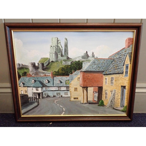 727 - ROBIN DAVIDSON: VIEW OF CORFE CASTLE

Acrylic on board, 56 x 45cm