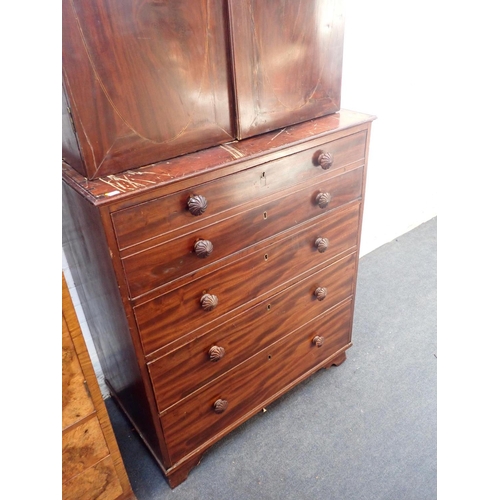 760 - A 19th CENTURY MAHOGANY SECRETAIRE BOOKCASE

the secretaire drawer with three drawers under, with wr... 