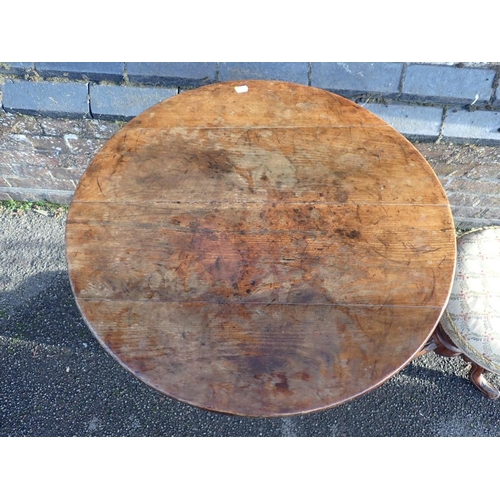 770 - A 19th CENTURY FRUITWOOD TILT-TOP TRIPOD TABLE

71cm dia (old repairs to legs etc), and a Victorian ... 