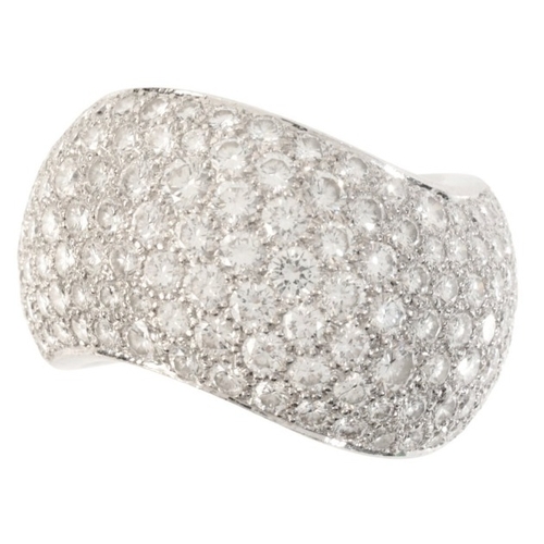 100 - CARTIER: A 5.00 CARAT DIAMOND WAVE RING

in 18ct white gold, circa. 2000, pavé-set with round brilli... 