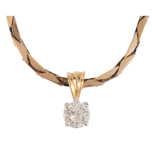 304 - A DIAMOND PENDANT NECKLACE

in 18ct gold, set with a round brilliant cut diamond of c.0.60 carats, t... 