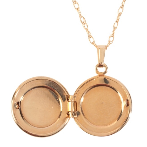 351 - A LOCKET PENDANT NECKLACE

in 14ct gold, engraved with 'S', surrounded by floral border, suspended f... 