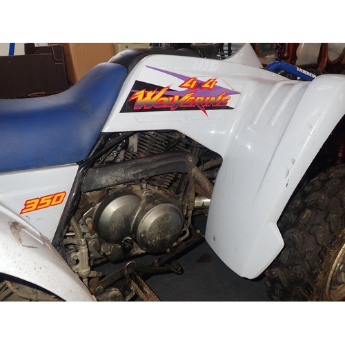 1 - A YAMAHA WOLVERINE 350 4 X 4 QUAD BIKE

with twin spotlights, front grille and tow bar (recently ser... 