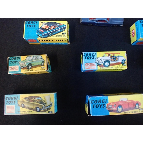 148 - EIGHTEEN CORGI DIECAST MODELS

including; 'Studebaker Golden Hawk', 'Hillman Imp in Monte Carlo Trim... 