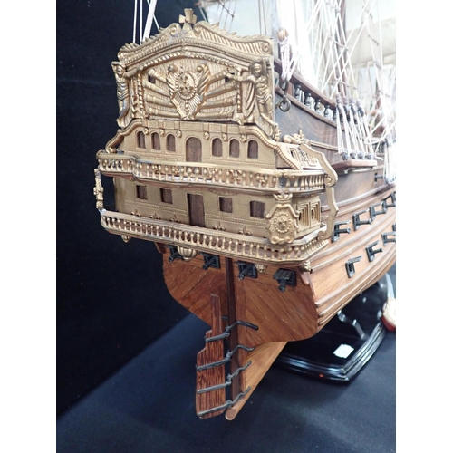 15 - A MODEL GALLEON ; 'FELIPE' FULLY RIGGED

approx 84 x 90cm