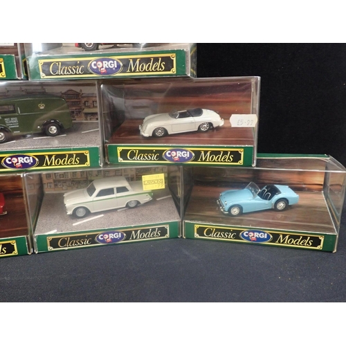 150 - A COLLECTION OF BOXED CORGI CLASSIC MODELS

12 boxed models including 'Porsche 356B', 'D983 Morris J... 