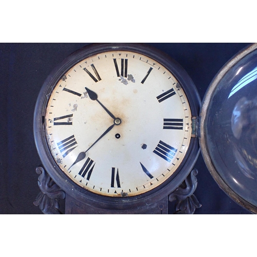 164 - A 19th CENTURY MAHOGANY-CASED FUSEE DROP-DIAL CLOCK

(timepiece) with 12 inch convex painted dial, t... 