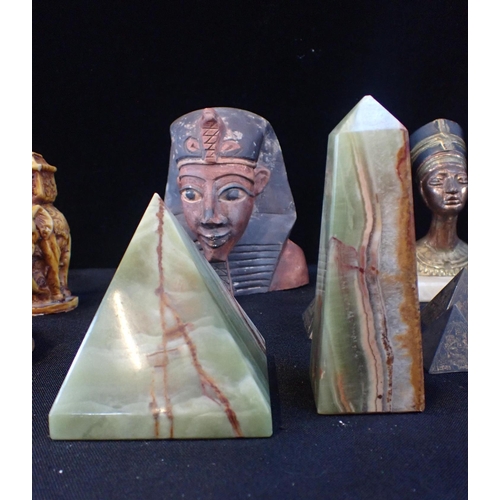 182 - A SMALL MARBLE OBELISK, A PYRAMID

with other Egyptian themed items