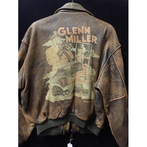 20 - AN AMERICAN AVIREX FLYING JACKET

with a Glenn Miller theme, 1991 replica, size 'L'